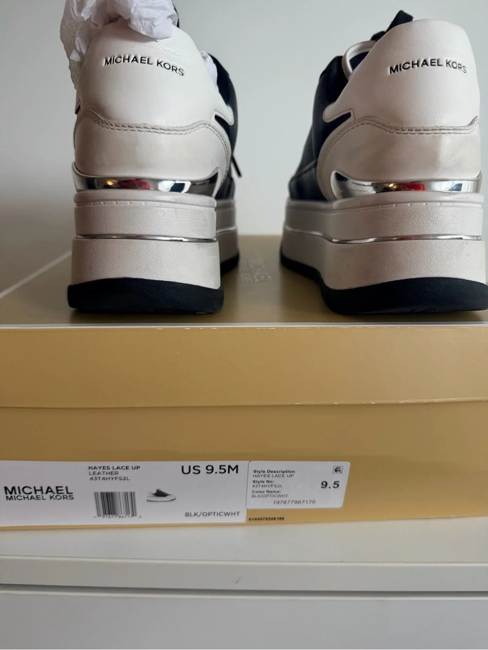 Michael Kors Black and White Womens Platform Sneakers size 9